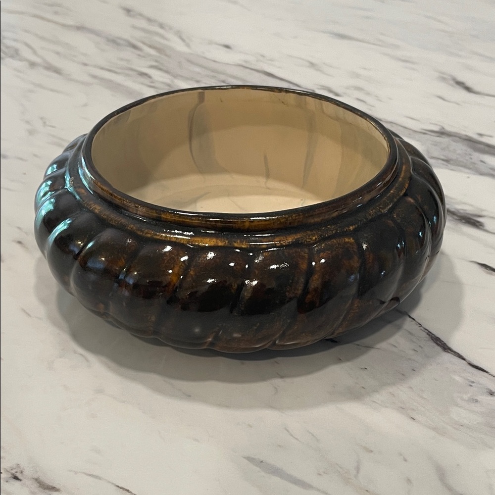 Brown Ceramic Decorative Bowl or Planter